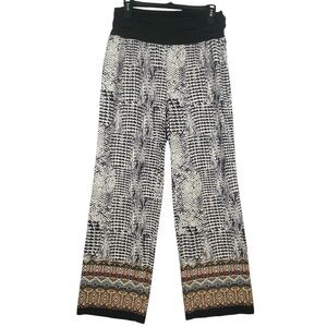 Alyx | Snake Print Palazzo Aztec Trim Flowy Pants | Stretchy Waistband | Sz 0X |
